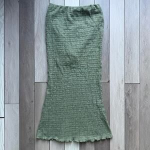 Topshop olive green textured smocked